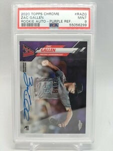 Zac Gallen /250 RC 2020 topps Chrome Purple Ref Rookie Auto psa9