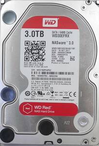 3TB WesternDigital WD Red WD30EFRX/3.5inch/SATA/高耐久性/NASware 3.0/不良セクタなし_K3PXAP52