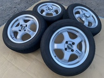 ホイール付タイヤ４本セット PIAA RACING SPORT 日本製 15×6.5JJ+38 PCD100 185/60/15 BRIDGESTONE (ほぼ新品タイヤ_画像1