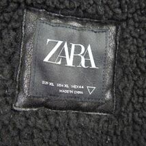 ザラ ZARA フェイクムートン ライダースジャケット(XL)ブラック_画像2