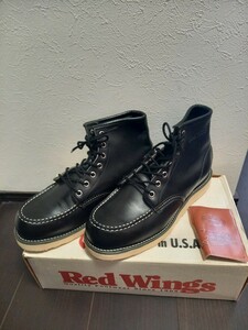 美品1回使用　2000年製　羽タグ　REDWING　デッドストック購入 8130　ブラック　説明書　箱付き　US8E 約26.5センチ レッドウイング 　90s 