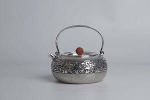 純銀保証 蔵六居造 饕餮紋 湯沸 銀瓶 時代物 古美術品 煎茶道具 
