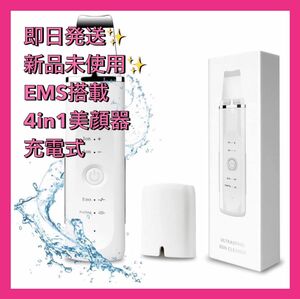 ウォーターピーリング 超音波美顔器 イオン導入 EMS 毛穴 4in1 美顔器