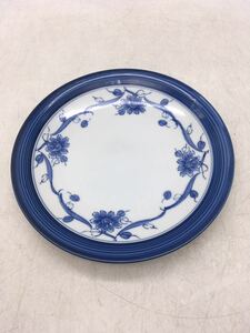 【1円スタート】平皿 荻窯？ 和柄 和食器 陶器 飾り皿 シンプル 藍 花絵 一皿 盛皿 趣味 コレクション 家庭用 ギフト DM1121L