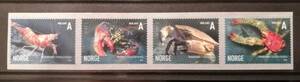 ノルウェー エビ,カニ(4種,シール式) MNH