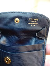 CELINE　セリーヌ　カード入れ　名刺入れレザー型押し　ネイビー_画像3