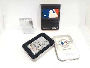 ★H#1425 ZIPPO オイル ライター 2点 Houston Astros ヒューストン アストロズ MLB 1998 メジャー リーグ 火花確認済