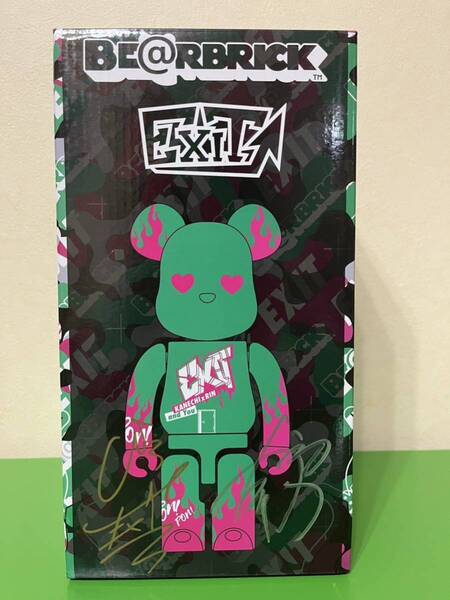 【サイン入り】BE@RBRICK EXIT 400% ベアブリック 外箱 サイン付き メディコムトイ MEDICOMTOY 正規品 吉本 未開封品 特典 生写真付き