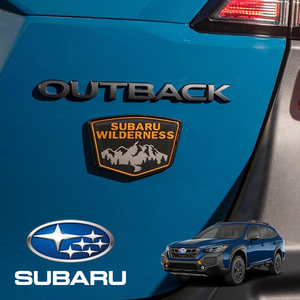 USスバル純正 OUTBACK + WILDERNESS ウィルダネス リアエンブレム ゲートエンブレム 2個セット スバル レガシィ アウトバック BT系