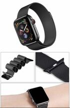 Apple Watchアップルウォッチ バンド38/40/41mm 交換ベルト　金属ステンレス　磁石留め　マグネット　黒_画像3