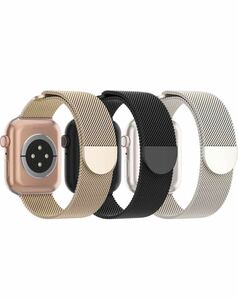  Apple часы частота магнит Class p для мужчин и женщин нержавеющая сталь останавливать золотой Apple Watch ремень длина настройка вентиляция 42/44/45/49mm 3шт.