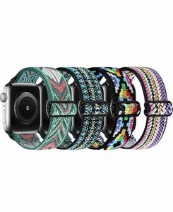 伸縮性時計バンド Apple Watch バンド38/40/41mm対応 ナイロンストレッチ交換用バンド　アップルウオッチバンド4本