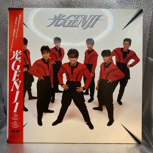  ultimate beautiful record with belt LP light GENJI First * album Showa era idol Johnny's see opening jacket 