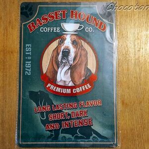 [ free shipping ] basset hound coffee metal autograph plate metal signboard [ new goods ]