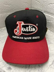 ヴィンテージ Justin BOOTS ジャスティンブーツ ベースボールキャップ 野球帽 AMERICAN MADE BOOTS 　USED