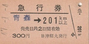 E066.【船中発行：津軽丸】東北本線　青森⇒201キロ　47.1.4