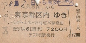 Y005.呉線　安芸阿賀から東京都区内ゆき　矢野・山陽・東海道本線経由　54.8.3　シミ有