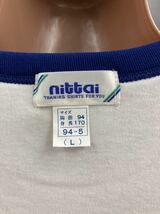 体5-4 L サイズ ブルー ニッタイ nittai 希少品 580トレーニングシャツ 半袖 丸首 シャツ 体操服 体操着 日体 昭和 レトロ 日本製 白 青_画像5