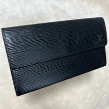 LOUIS VUITTON ルイヴィトン エピ ポルトフォイユ サラ 長財布 レザー 牛革 黒 ブラック M63742_画像1