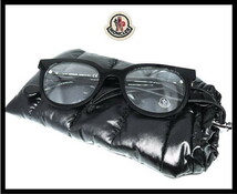 新品 MONCLER モンクレール・アイウェア ロゴプレート ウェリントン 眼鏡フレーム 黒ぶち メガネ_画像1
