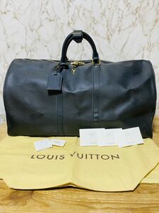 【売切御免】Louis Vuitton エピ キーポル55 ボストンバッグ 鞄 ノワール ブラック 黒 メンズ レディース 出張 旅行 EPI 保存袋付き