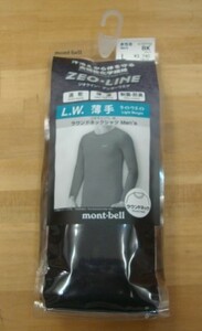 新品mont-bell(モンベル) ジオライン L.W. ラウンドネックシャツ Men's ブラック(BK) Lサイズ