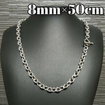 8mm 50cm　マンテルネックレス　Tチェーン　小豆　ユニセックス　韓国_画像1