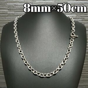 8mm 50cm　マンテルネックレス　Tチェーン　小豆　ユニセックス　韓国