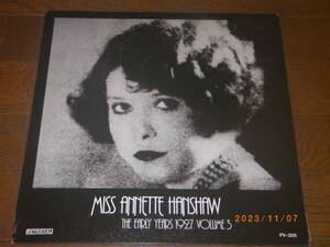 ◎アネット・ハンショウ／MISS ANNETTE HANSHAW【THE EARLY YEARS 1927 Vol.3】LP◎