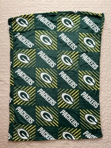 新品/NFL★GREEN BAY PACKERS/グリーンベイ パッカーズ アメフト 総柄 ひざ掛け ブランケット 70cm×100cm