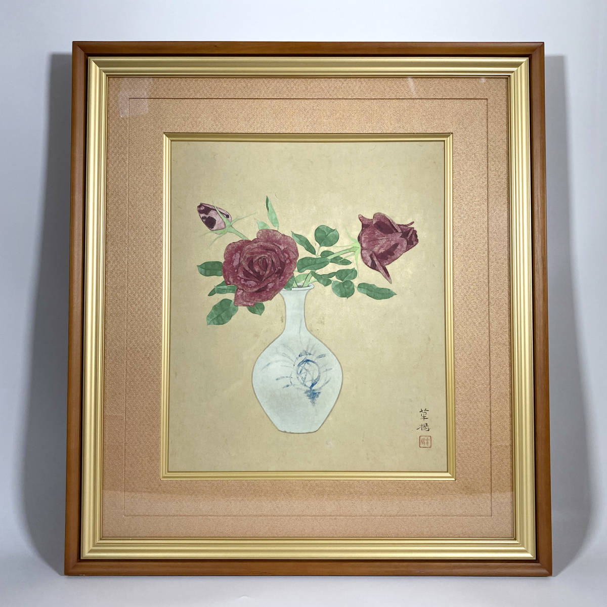 [Œuvre authentique] ■ Kayo Yamaguchi ■ Peinture japonaise Rose / No. 10 Tobi Certificat d'authenticité inclus Garantie d'authenticité 230921003, peinture, Peinture japonaise, fleurs et oiseaux, oiseaux et bêtes