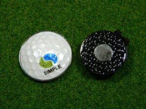 SIMPLE ゴルフ 立体マーカー 30mm パールホワイト マグネットクリップ付属　3002