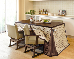  dining kotatsu& quilt set 150×90cm dark brown 6 -step height adjustment dining kotatsu dining table at hand controller 