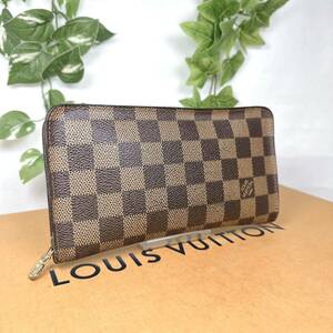 1円 ルイヴィトン LOUIS VUITTON 長財布 N61728 ポルトモネジップ ダミエキャンバス エベヌ シリアルCA0093 財布 ダミエ 