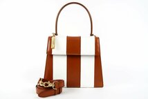 【美品】CELINE セリーヌ ケリー型 2WAYショルダー ハンドバッグ ストライプ【PO52】_画像1