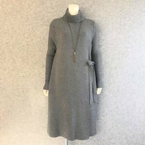 ◆新品◆洗練大人カジュアル*美ラインサイドリボンニットワンピース*Gray*