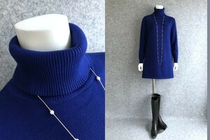 ◆新品◆*着心地抜群*しっとり柔らかロング丈リブニット＊伸縮性抜群*＊Blue