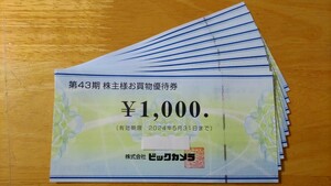 【送料無料】ビックカメラ株主優待券 ９０００円分