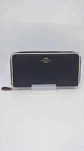 1円～ 美品 コーチ COACH ラウンドファスナー ブラック 長財布