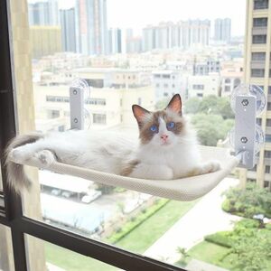 グレーメッシュ　ハンモック 吸盤式 窓　ねこ　ネコ　ネコベッド　猫ベッド　マド　折り畳み　洗える　洗濯可