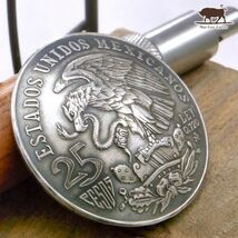 ◆大型 コンチョ ネジ式　メキシコ　25ペソ　銀貨　イーグル　シルバー　37mm　ネジ ボタン コイン パーツ_画像3