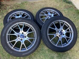 【中古美品】WedsSport LEONIS NAVIA02バリ溝 185/55R16 4H PCD100 6J +45 スイフト、フィット他［アルミタイヤ４本セット］