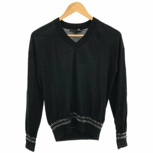 ALEXANDER WANG アレキサンダーワン メタルパーツ装飾Vネックウールニット ブラック XS レディース ITF601HOGWT0