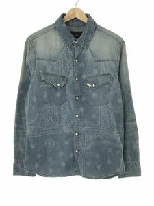 AKM エイケイエム L/S WESTERN SHIRT BLUE HARD USED デニムウエスタンシャツ ブルー L ITT4ZC2O3L6K