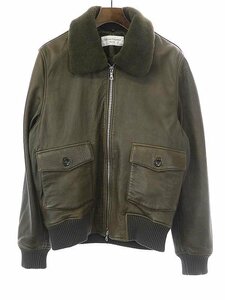 Officine Generale オフィシン ジェネラー Gianni Shearling ムートンジップアップボンバージャケット カーキ L ITX3Z0MMQ9E0