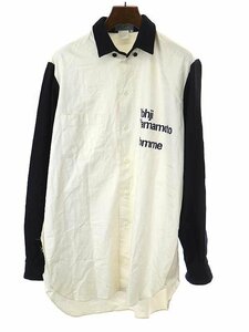 Yohji Yamamoto POUR HOMME ヨウジヤマモト プールオム 1993AW メルトン切替ロゴプリント裁ち切りシャツ アイボリー