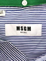 MSGM エムエスジーエム ロゴプリントドッキングストライプシャツ ブルー 42 IT7FIN0SUUAM_画像3