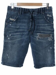 DIESEL ディーゼル D-KROOSHORT-NE ダメージ加工スウェットデニムショートパンツ インディゴ 30 ITBYIZE0TNLW