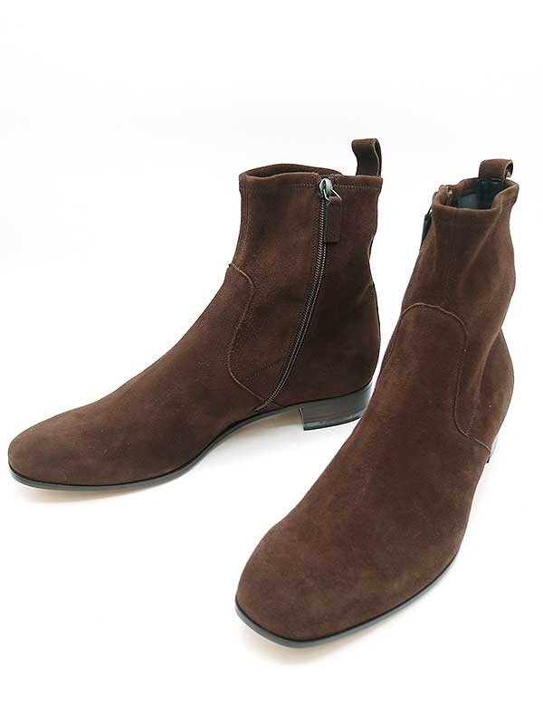 GUCCI グッチ サイドジップ スエードレザーブーツ ブラウン 9 IT84R86M68MI