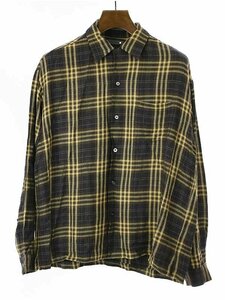 MINEDENIM マインデニム 23AW Ry.Wool Check Open Collar SH レーヨンウールオープンカラーチェックシャツ イエロー×ブラウン 3